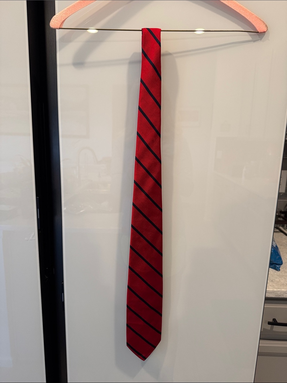 Robert Talbott Red Tie with Navy Diagonal Stripes